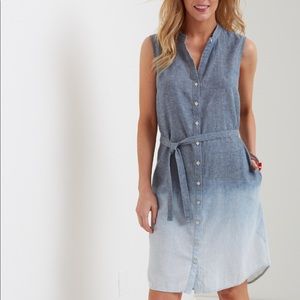 Dip dye bleach linen shirt dress